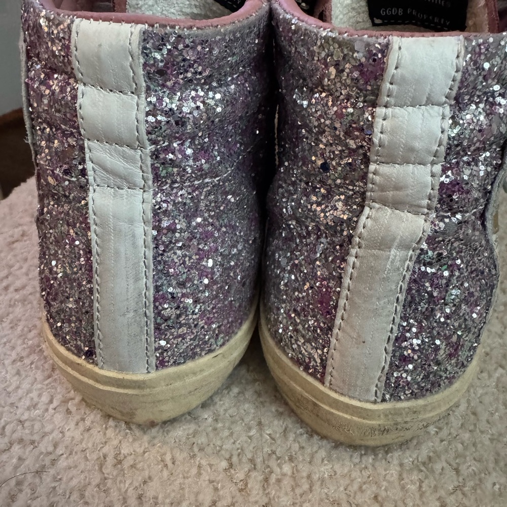 Golden Goose Pink and Silver Glitter Sneakers - Picture 6 of 10